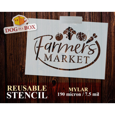Farmers Market stencil n.1 - Reusable farm stencil for wood signs, walls or fabrics.