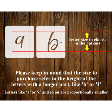 Alphabet stencils font n.10 - Lowercase font stencil for wood signs and walls. Individual letters stencils