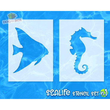 Sealife stencils set n.1 - 6 different sea life stencils. Reusable fishes stencil for decor