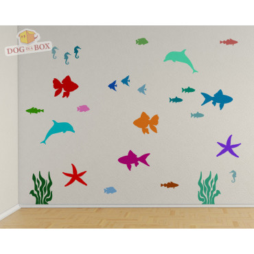 Set de pochoirs Sealife n.2 - 6 pochoirs différents pour la vie marine. Pochoir de poissons réutilisables pour la décoration