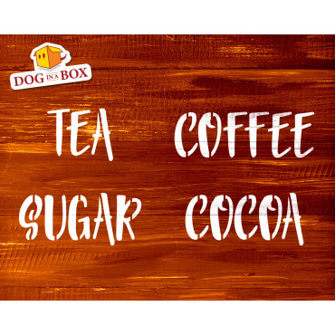 Tea, Coffee, Sugar, Cocoa stencils SET of 4 - Reusable stencils for jar decor - Design n.3