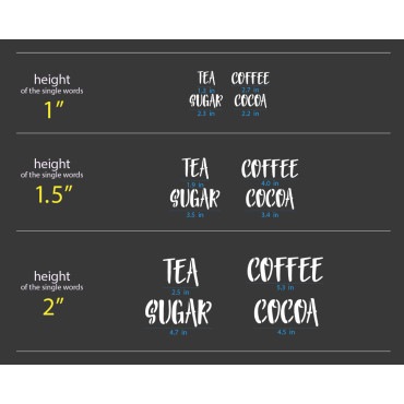 Tea, Coffee, Sugar, Cocoa stencils SET of 4 - Reusable stencils for jar decor - Design n.3