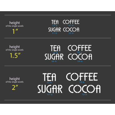 Tee, Kaffee, Zucker, Kakao Schablonen 4er-Set - Wiederverwendbare Schablonen für Glasdekor - Design n.4