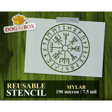 Vegvisir stencil n.2 - Celtic stencil. Norse compass stencil for wood signs, walls and fabrics. Rune stencil
