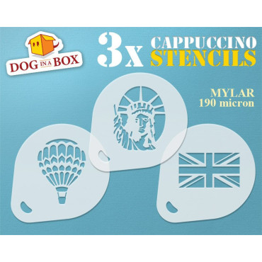 Travel stencils (set of 3) Cappuccino and Coffee cocoa powder decor stencil - Face Painting stencils
