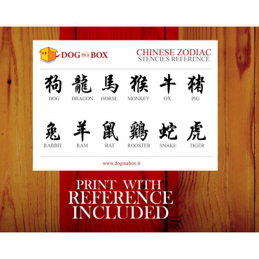 Chinese Zodiac Stencils - 12 individual cards, chinese stencils