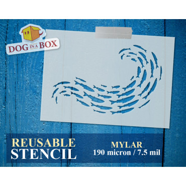 Fish stencil n.10 - Reusable fish swarm stencil for wood signs, wall decor and fabric