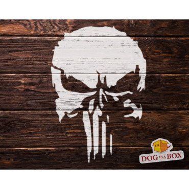 Pochoir tête de mort n.2 - The Punisher Pochoir tête de mort Graffiti pour décoration murale, panneaux en bois et tissus.