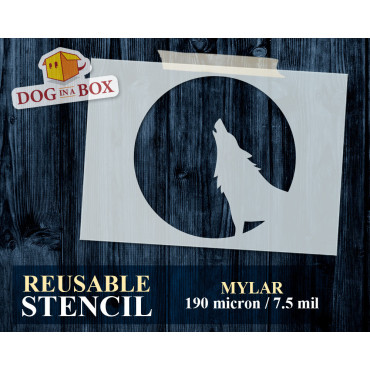 Wolf stencil n.2 - Wild life animal stencil for wood, walls and fabric. Howling wolf stencil
