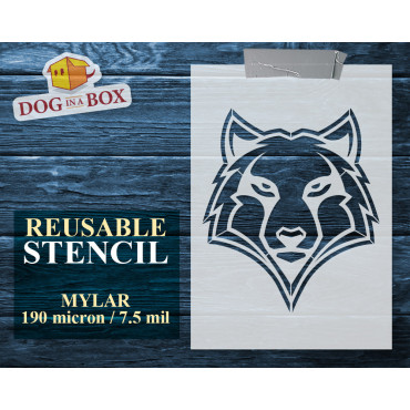 Wolf stencil n.4 - Wild life animal stencil for wood, walls and fabric. Howling wolf stencil