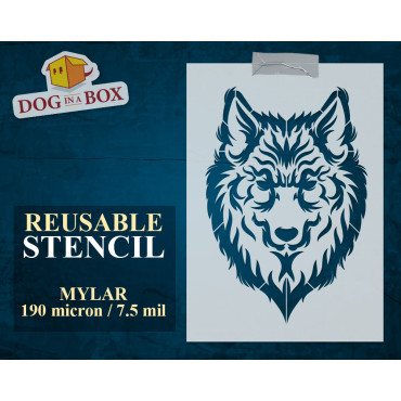 Wolf stencil n.5 - Wild life animal stencil for wood, walls and fabric. Howling wolf stencil