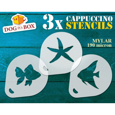 Sea Animals stencils n.1 (set of 3) Cappuccino and Coffee cocoa powder decor stencil - Face Painting stencils