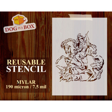 Saint George and the dragon stencil - Reusable England stencil for wood signs and wall decor