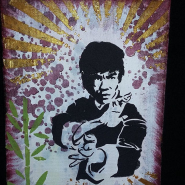 Stencil Bruce Lee n.2 - Stencil riutilizzabile Kung-Fu per pittura su legno, tessuti e pareti