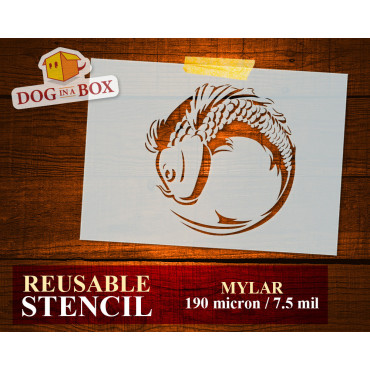 Koi stencil n.4 - Reusable Japanese stencil for wood signs, wall decor and fabric