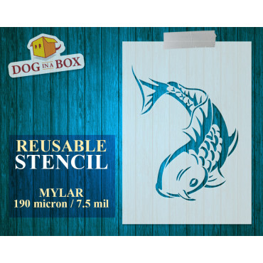 Koi stencil n.5 - Reusable Japanese stencil for wood signs, wall decor and fabric