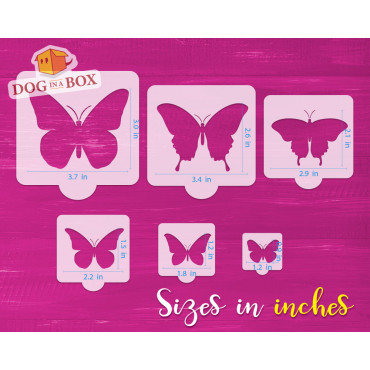 Butterflies stencils n.1 - Set of 6 different sizes. Reusable butterfly stencils