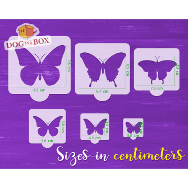 Butterflies stencils n.1 - Set of 6 different sizes. Reusable butterfly stencils