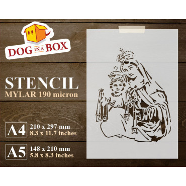 Our Lady of Mount Carmel stencil - Reusable Virgin Mary stencil for churches, wood signs, wall decor