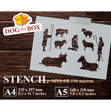 Nativity stencil Set n.3 - Reusable Christmas stencil for churches, wood signs, wall decor