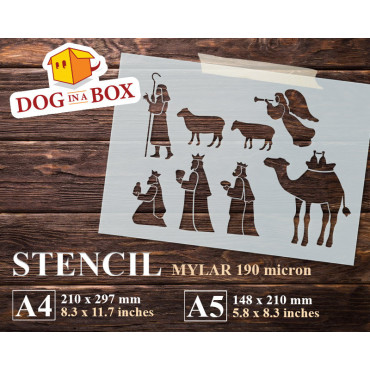 Nativity stencil Set n.2 - Reusable Christmas stencil for churches, wood signs, wall decor