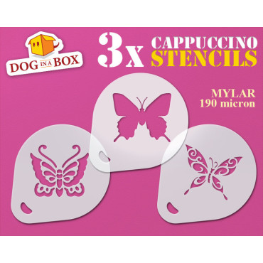 Butterflies stencil n.1 (set of 3) Cappuccino and Coffee cocoa powder decor stencil - Face Painting stencils