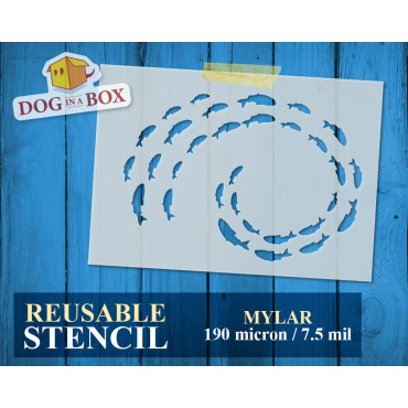 Fish stencil n.11 - Reusable fish swarm stencil for wood signs, wall decor and fabric