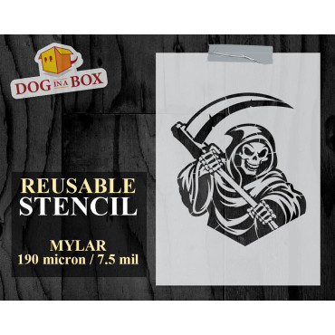 Grim Reaper stencil n.2 - Reusable Death stencil for wood signs, walls, fabrics and cakes.