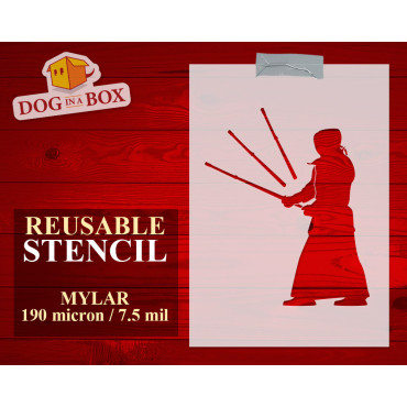 Kendo stencil n.2 - Reusable japanese stencil for wood signs, wall painting, fabrics