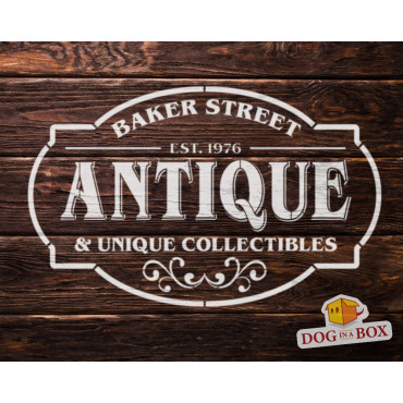 Stencil "Antique" n.2 - Stencil riutilizzabile di insegna vintage per pareti, legno, tessuti