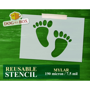 Barefoot footprints stencil n.1 - Reusable feet stencil for painting on the floor, walls