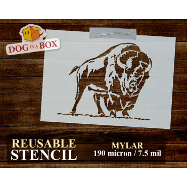Buffalo stencil n.1 - Reusable animal stencil for wall painting, wood and fabrics