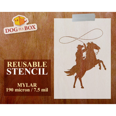 Cowboy stencil n.1 - Reusable Far West stencil for wall painting, wood and fabrics
