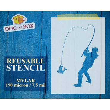 Fishing stencil n.7 - Reusable fisherman stencil for wood signs, walls or fabrics.