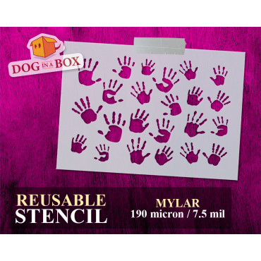 Handprints stencil n.1 - Reusable stencil for nursery, for wall painting, fabric and paper