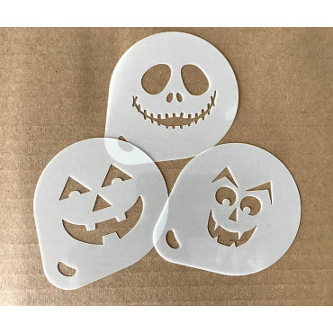 Halloween Schablonen n.1 (3er Set) Cappuccino und Kaffee Kakaopulver Dekor Schablone - Face Painting Schablonen