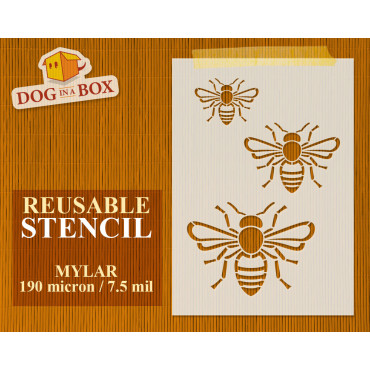Bees stencil set n.2 - Reusable stencils for honeycombs. Bee stencil for painting.