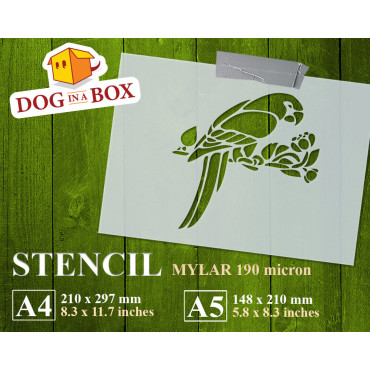 Bird decor stencil n.7 - Reusable parrot stencil for wood signs, wall decor and fabric