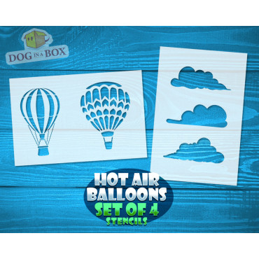 Hot air balloons SET of 4 stencils n.1 - Reusable stencil for nursery, wall decor, wood signs