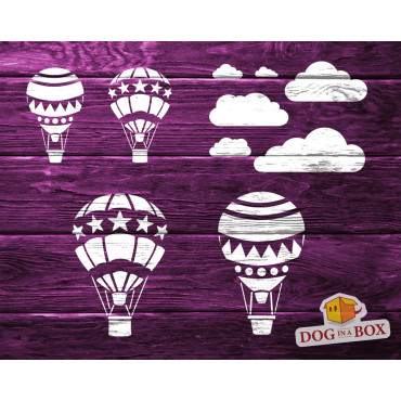 Stencil Mongolfiere n.2 - Set di 4 stencil - Stencil riutilizzabili per pareti, tessuti, dolci