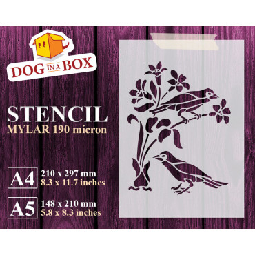 Bird decor stencil n.3 - Reusable birds stencil for wood signs, wall decor and fabric