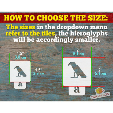 Hieroglyps Schablonenkarten - 26 einzelne wiederverwendbare Schablonen des ägyptischen Alphabets für Holz, Wände und Stoffe