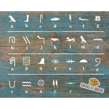 Cartes de pochoirs Hiéroglyps - 26 pochoirs réutilisables de l'alphabet égyptien pour le bois, les murs et les tissus