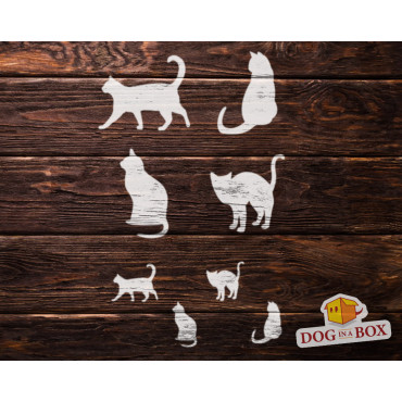 Cats stencil set n.1 - Reusable stencil with many cats in various size, perfect for painting