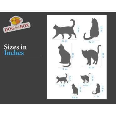 Pochoir chattes set n.1 - Pochoir réutilisable avec de nombreuses chats de différentes tailles, parfait pour la peinture