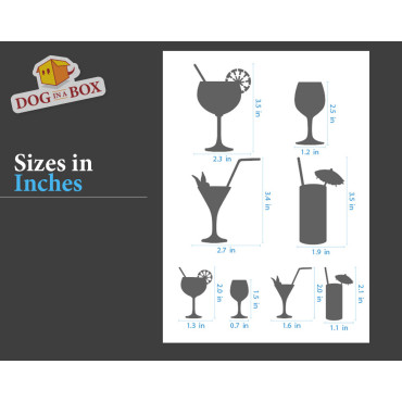 Stencil set di cocktail n.1 - Stencil riutilizzabile con vari drink di diverse dimensioni