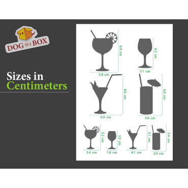 Stencil set di cocktail n.1 - Stencil riutilizzabile con vari drink di diverse dimensioni