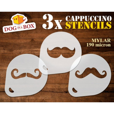 Mustache stencils (set of 3) Cappuccino and Coffee cocoa powder decor stencil - Face Painting stencils