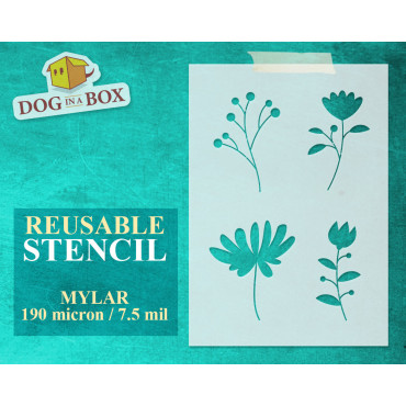 Flowers stencil set n.2 - Reusable stencil with many flowers in various size, perfect for painting