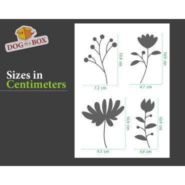 Pochoir Fleurs set n.2 - Pochoir réutilisable avec de nombreux fleurs de différentes tailles, parfait pour la peinture